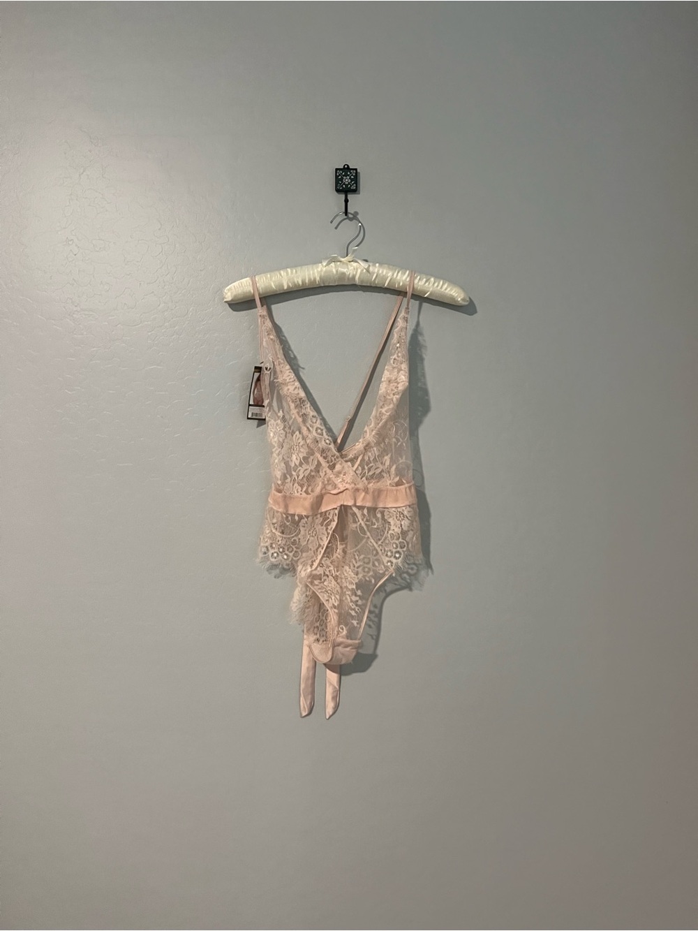Delicate Lace V-Neck Chemise in Light Pink